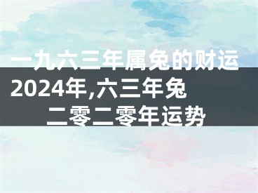 一九六三年属兔的财运2024年,六三年兔二零二零年运势
