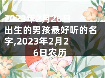 2023年2月26日出生的男孩最好听的名字,2023年2月26日农历