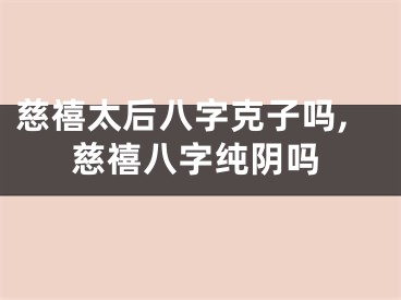 慈禧太后八字克子吗,慈禧八字纯阴吗