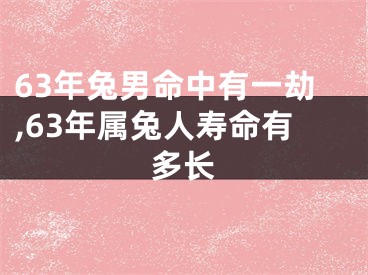 63年兔男命中有一劫,63年属兔人寿命有多长
