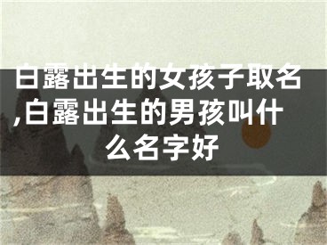 白露出生的女孩子取名,白露出生的男孩叫什么名字好