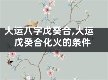 大运八字戊癸合,大运戊癸合化火的条件