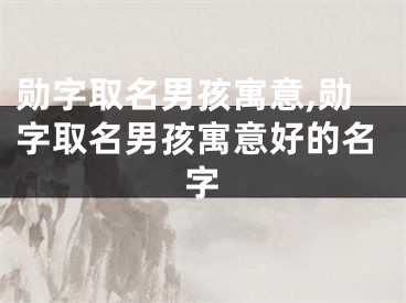 勋字取名男孩寓意,勋字取名男孩寓意好的名字