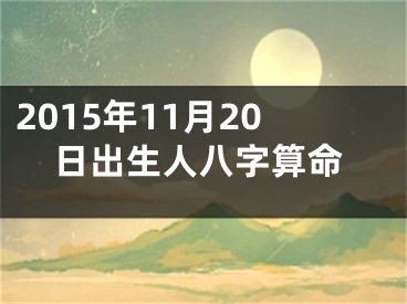 2015年11月20日出生人八字算命