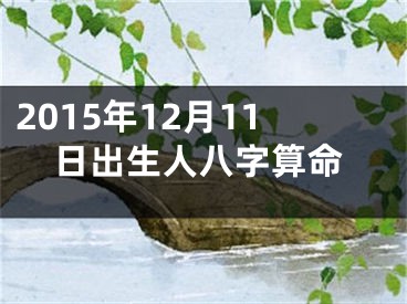 2015年12月11日出生人八字算命