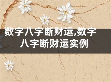 数字八字断财运,数字八字断财运实例