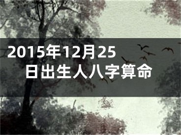 2015年12月25日出生人八字算命