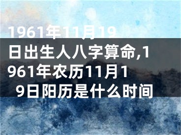1961年11月19日出生人八字算命,1961年农历11月19日阳历是什么时间