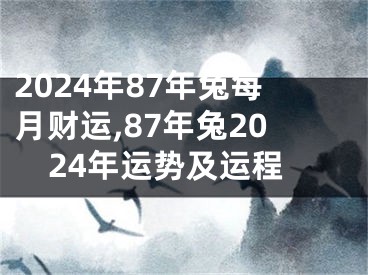 2024年87年兔每月财运,87年兔2024年运势及运程