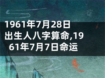 1961年7月28日出生人八字算命,1961年7月7日命运