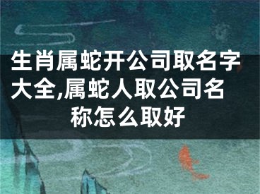 生肖属蛇开公司取名字大全,属蛇人取公司名称怎么取好