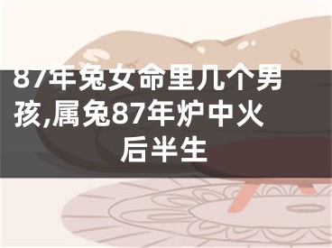 87年兔女命里几个男孩,属兔87年炉中火后半生