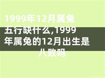 1999年12月属兔五行缺什么,1999年属兔的12月出生是八败吗