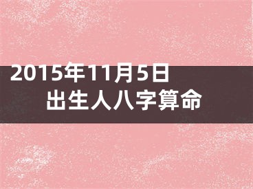 2015年11月5日出生人八字算命