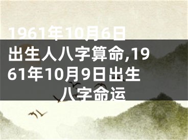 1961年10月6日出生人八字算命,1961年10月9日出生八字命运