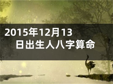 2015年12月13日出生人八字算命