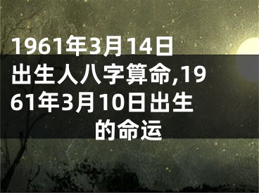 1961年3月14日出生人八字算命,1961年3月10日出生的命运