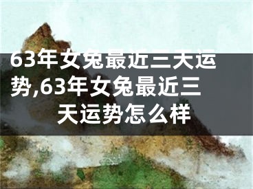 63年女兔最近三天运势,63年女兔最近三天运势怎么样