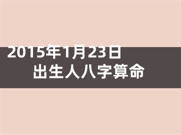 2015年1月23日出生人八字算命
