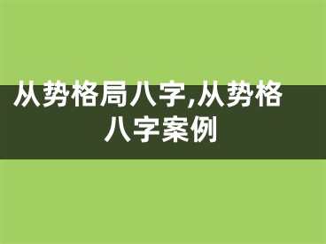从势格局八字,从势格八字案例