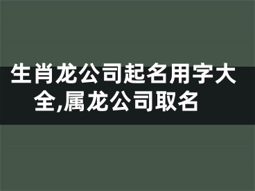 生肖龙公司起名用字大全,属龙公司取名