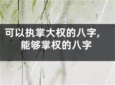 可以执掌大权的八字,能够掌权的八字