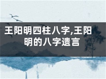 王阳明四柱八字,王阳明的八字遗言