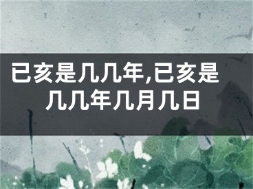 已亥是几几年,已亥是几几年几月几日