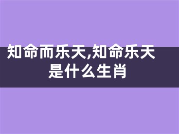 知命而乐天,知命乐天是什么生肖