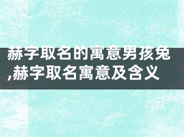 赫字取名的寓意男孩兔,赫字取名寓意及含义