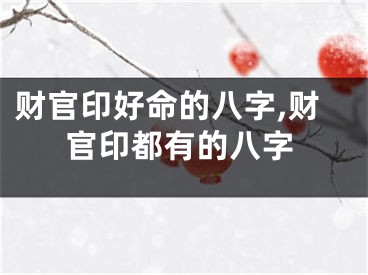 财官印好命的八字,财官印都有的八字