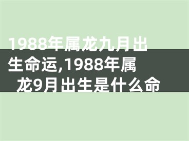 1988年属龙九月出生命运,1988年属龙9月出生是什么命