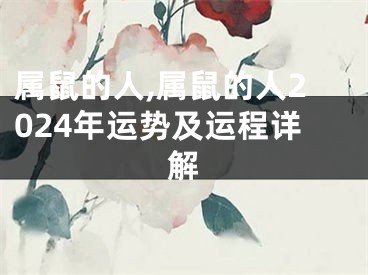 属鼠的人,属鼠的人2024年运势及运程详解
