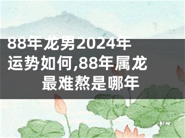 88年龙男2024年运势如何,88年属龙最难熬是哪年