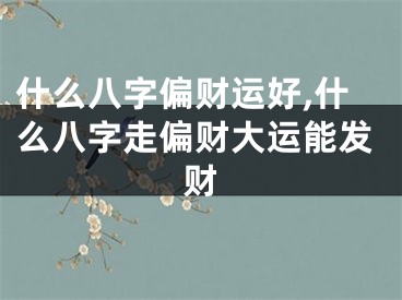 什么八字偏财运好,什么八字走偏财大运能发财