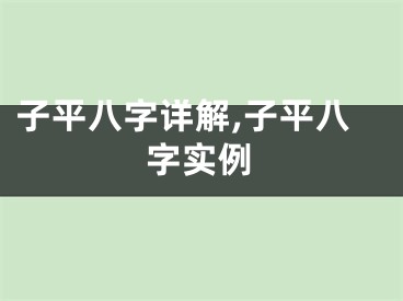子平八字详解,子平八字实例