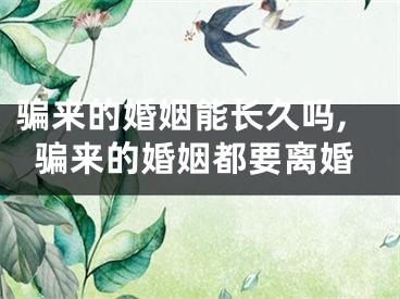 骗来的婚姻能长久吗,骗来的婚姻都要离婚