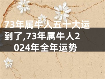 73年属牛人五十大运到了,73年属牛人2024年全年运势