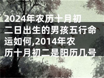 2024年农历十月初二日出生的男孩五行命运如何,2014年农历十月初二是阳历几号