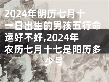 2024年阴历七月十一日出生的男孩五行命运好不好,2024年农历七月十七是阳历多少号
