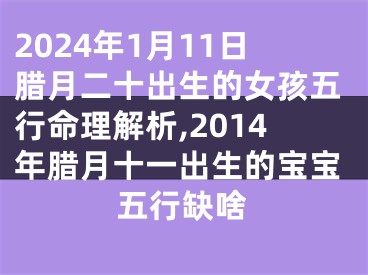 2024年1月11日腊月二十出生的女孩五行命理解析,2014年腊月十一出生的宝宝五行缺啥