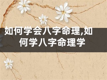 如何学会八字命理,如何学八字命理学