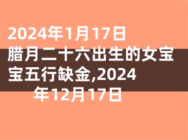 2024年1月17日腊月二十六出生的女宝宝五行缺金,2024年12月17日