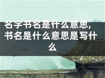 名字书名是什么意思,书名是什么意思是写什么