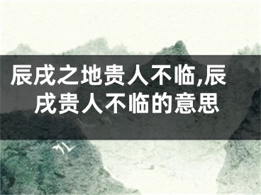 辰戌之地贵人不临,辰戌贵人不临的意思