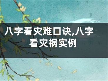 八字看灾难口诀,八字看灾祸实例