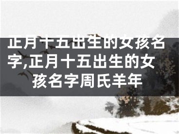 正月十五出生的女孩名字,正月十五出生的女孩名字周氏羊年