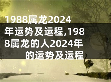 1988属龙2024年运势及运程,1988属龙的人2024年的运势及运程