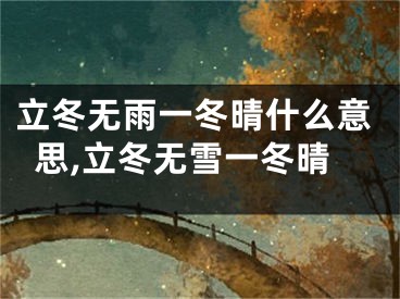 立冬无雨一冬晴什么意思,立冬无雪一冬晴