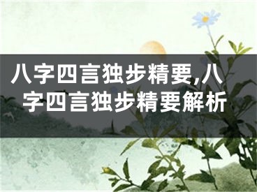 八字四言独步精要,八字四言独步精要解析